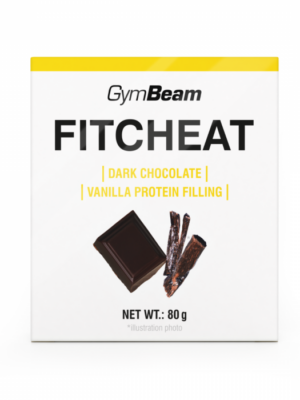 Gymbeam Proteínová čokoláda Fitcheat 10 x 80 g biela čokoláda s jahodou
