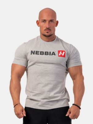 NEBBIA Pánske tričko Red “N“ svetlo sivé  XL