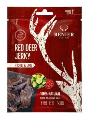 Renjer Sušené jelenie mäso Red Deer Jerky 15 x 25 g chilli a limetka