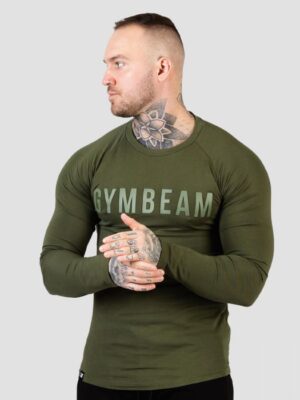 GymBeam Tričko s dlhým rukávom FIT Military Green  M